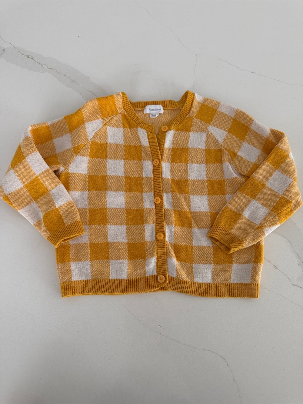 Angel Dear Kids Yellow Checkered Cardigan